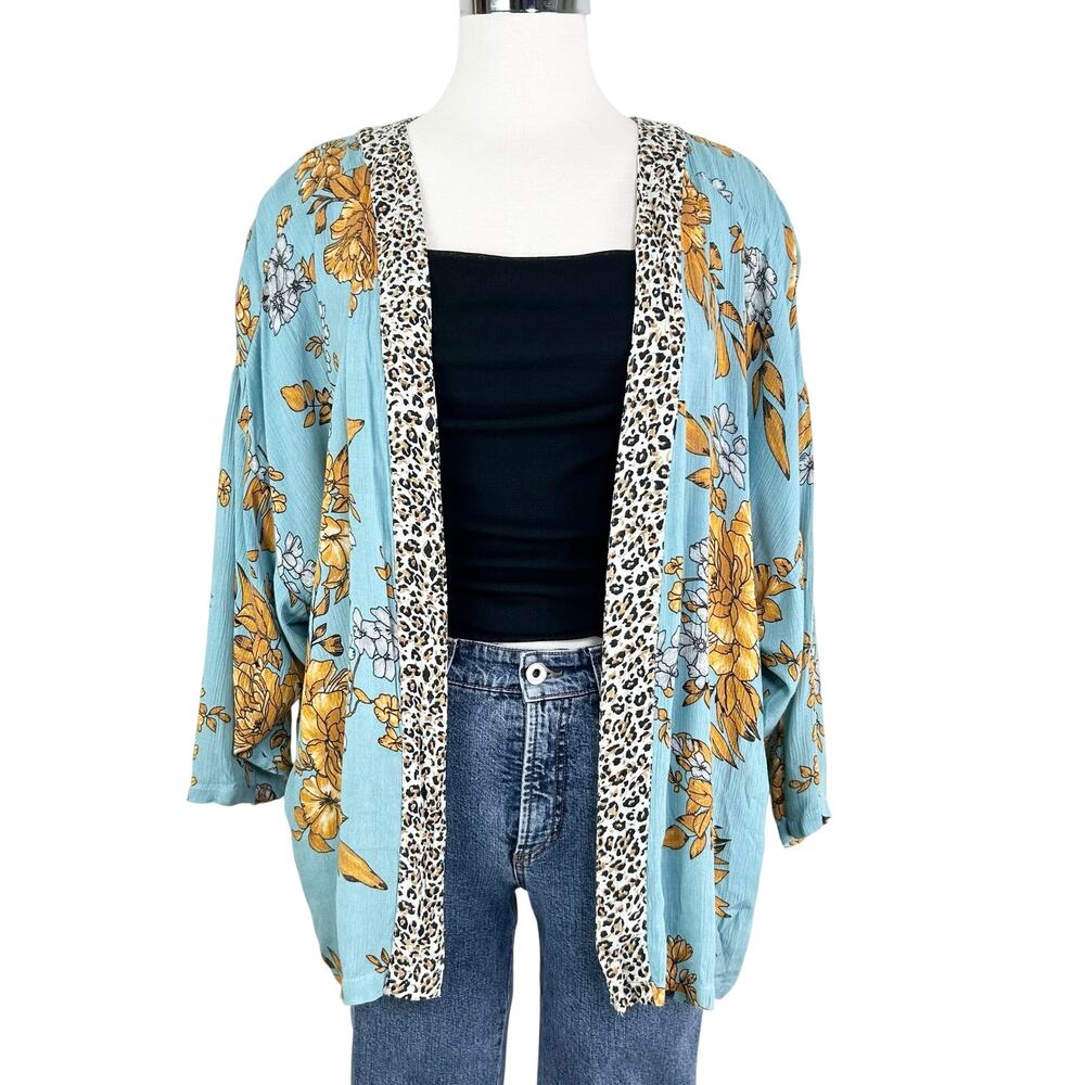 Andersen and Lauth Open Front Cardigan Lightweight‎ Cheetah Floral Kimono